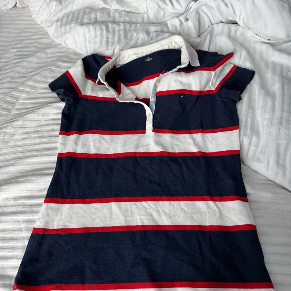 Tommy Hilfiger Kids Striped Polo Shirt - Navy, Red, and White